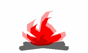 Crackling campfire flame